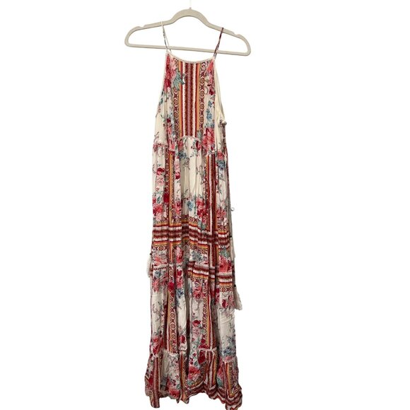 Xhilaration Floral Sleeveless Maxi Dress Women M Tassel Tie Lace Multicolor Boho - Picture 1 of 7